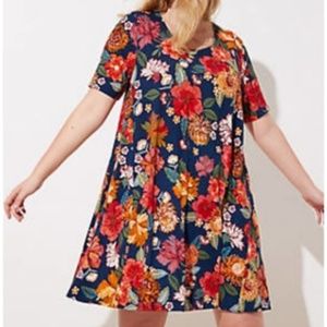 NWT LOFT Plus Size Retro Floral Swing Dress